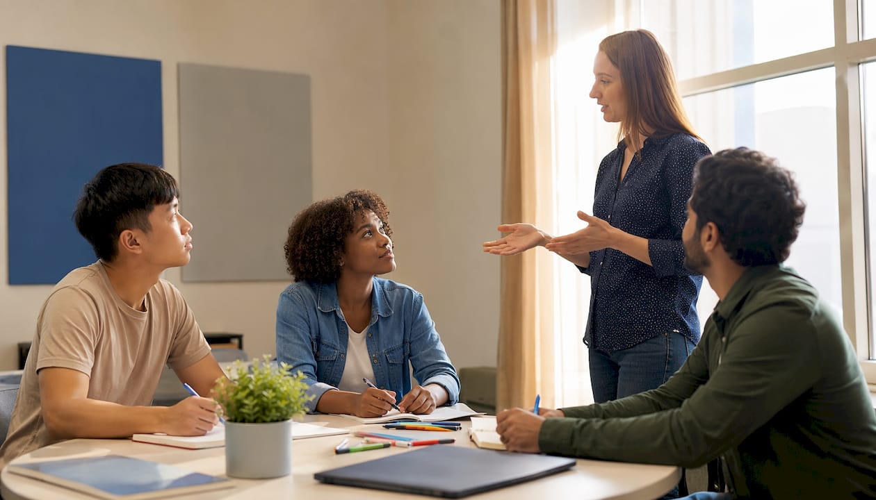 Young adults in workforce training class