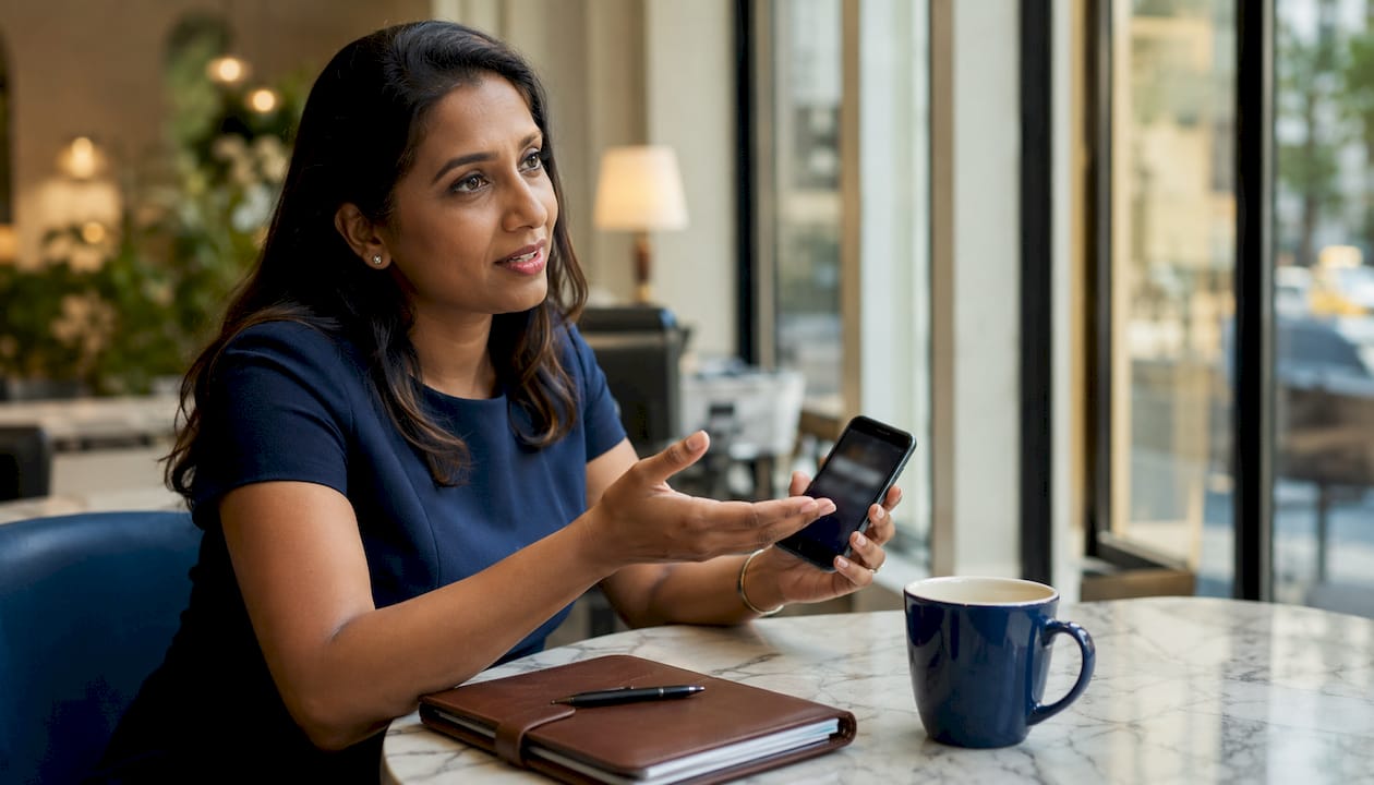 Hands holding phone for candidate nurturing message